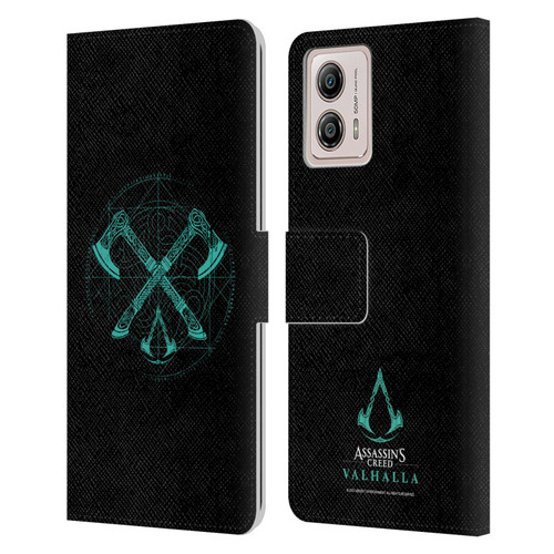 Assassin's Creed Valhalla Compositions Dual Axes Leather Book Wallet Case Cover For Motorola Moto G53 5G