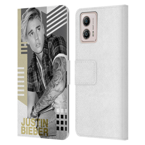 Justin Bieber Purpose B&w Calendar Geometric Collage Leather Book Wallet Case Cover For Motorola Moto G53 5G