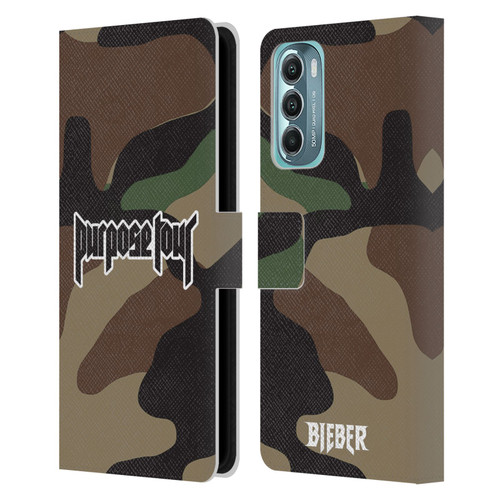 Justin Bieber Tour Merchandise Camouflage Leather Book Wallet Case Cover For Motorola Moto G Stylus 5G (2022)