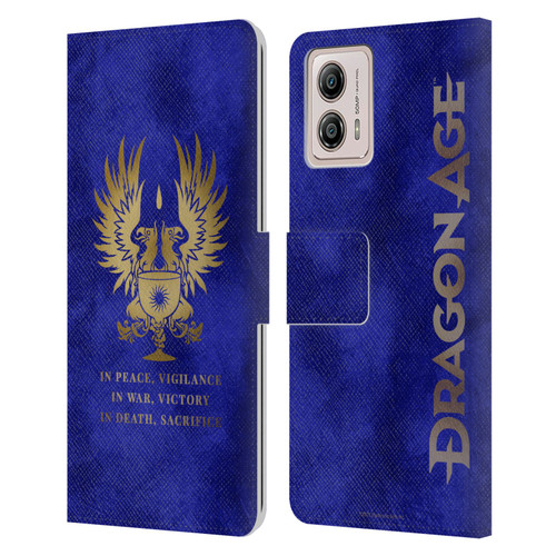 EA Bioware Dragon Age Heraldry Grey Wardens Gold Leather Book Wallet Case Cover For Motorola Moto G53 5G