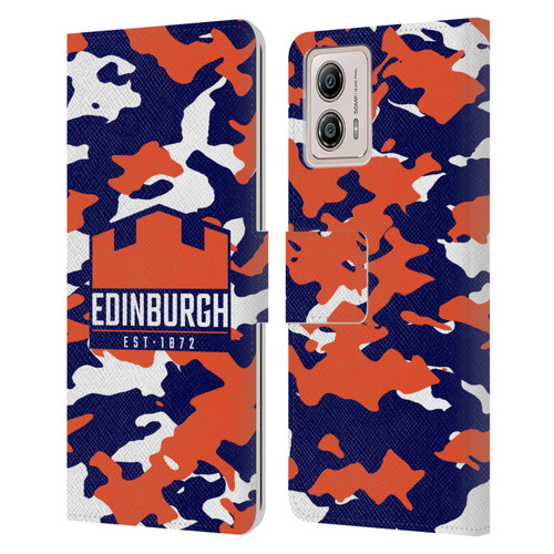 Edinburgh Rugby Logo 2 Camouflage Leather Book Wallet Case Cover For Motorola Moto G53 5G