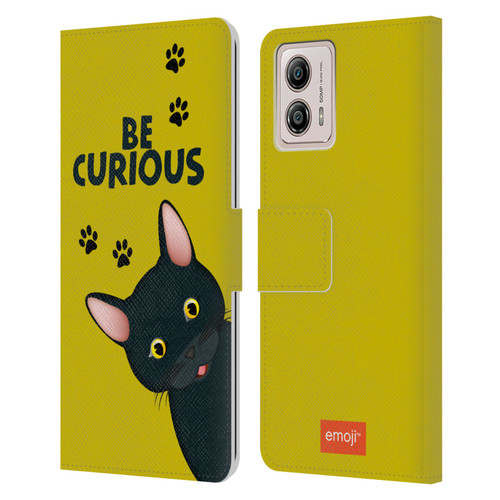 emoji® Cats Curious Leather Book Wallet Case Cover For Motorola Moto G53 5G