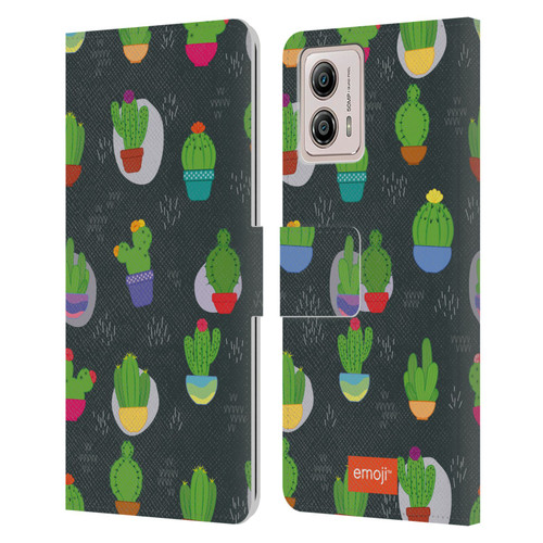 emoji® Cactus And Pineapple Pattern Leather Book Wallet Case Cover For Motorola Moto G53 5G