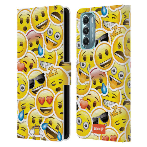 emoji® Smileys Stickers Leather Book Wallet Case Cover For Motorola Moto G Stylus 5G (2022)