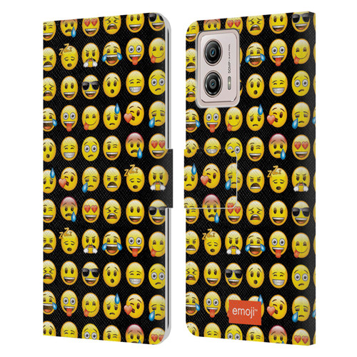 emoji® Smileys Pattern Leather Book Wallet Case Cover For Motorola Moto G53 5G