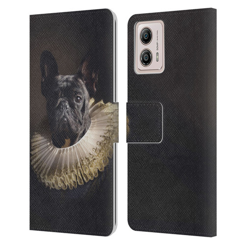 Klaudia Senator French Bulldog 2 King Leather Book Wallet Case Cover For Motorola Moto G53 5G