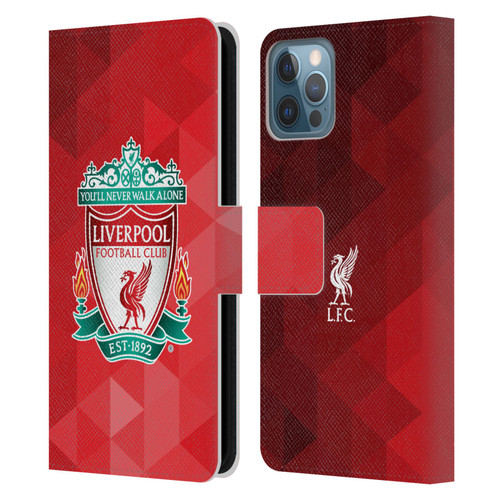Liverpool Football Club Crest 1 Red Geometric 1 Leather Book Wallet Case Cover For Apple iPhone 12 / iPhone 12 Pro