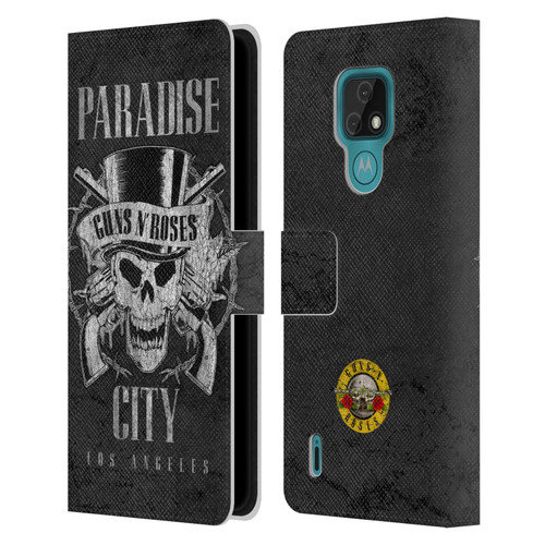 Guns N' Roses Vintage Paradise City Leather Book Wallet Case Cover For Motorola Moto E7