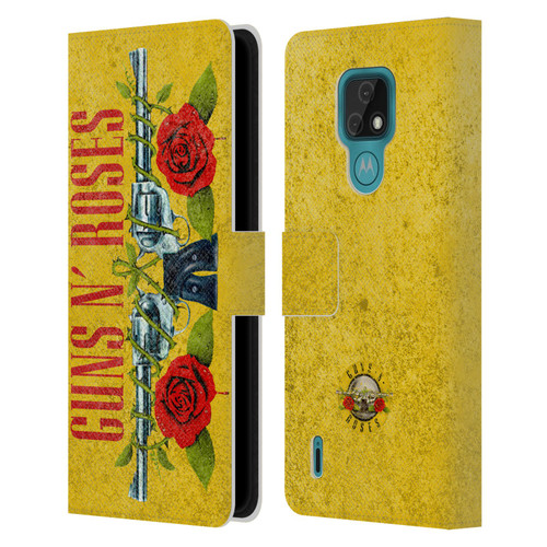 Guns N' Roses Vintage Pistols Leather Book Wallet Case Cover For Motorola Moto E7