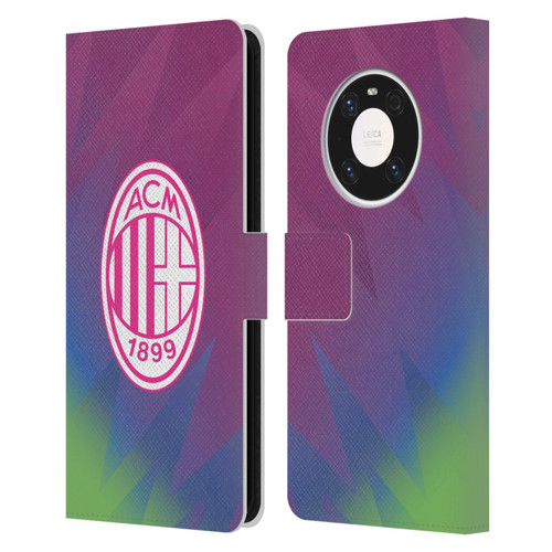AC Milan 2023/24 Crest Kit Third Leather Book Wallet Case Cover For Huawei Mate 40 Pro 5G