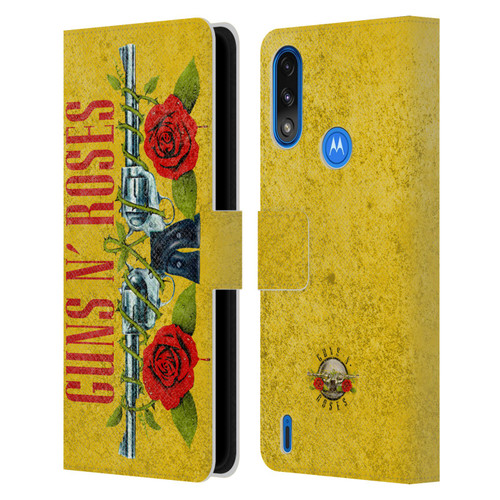 Guns N' Roses Vintage Pistols Leather Book Wallet Case Cover For Motorola Moto E7 Power / Moto E7i Power