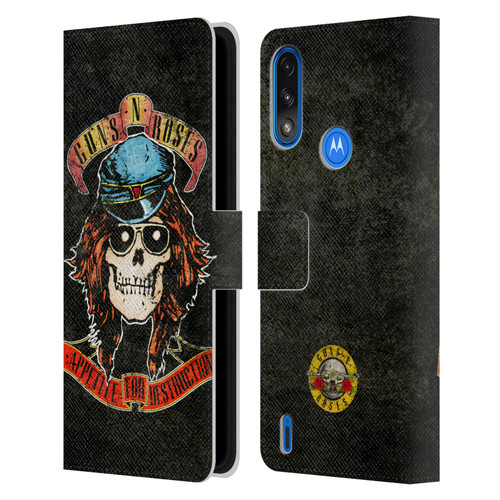 Guns N' Roses Vintage Rose Leather Book Wallet Case Cover For Motorola Moto E7 Power / Moto E7i Power