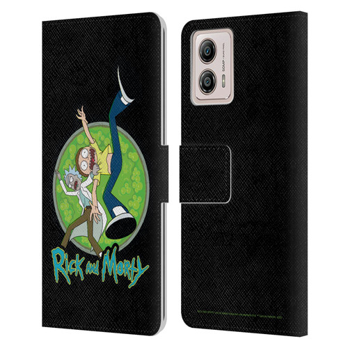 Rick And Morty Season 4 Graphics Character Art Leather Book Wallet Case Cover For Motorola Moto G53 5G