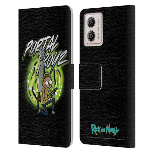 Rick And Morty Season 5 Graphics Portal Boyz Leather Book Wallet Case Cover For Motorola Moto G53 5G