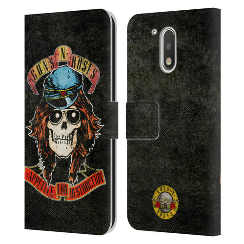 Guns N' Roses Vintage Rose Leather Book Wallet Case Cover For Motorola Moto G41