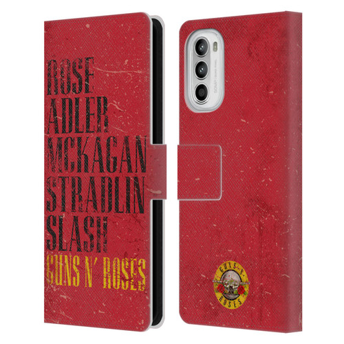 Guns N' Roses Vintage Names Leather Book Wallet Case Cover For Motorola Moto G52