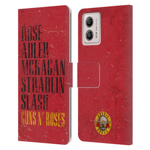 Guns N' Roses Vintage Names Leather Book Wallet Case Cover For Motorola Moto G53 5G