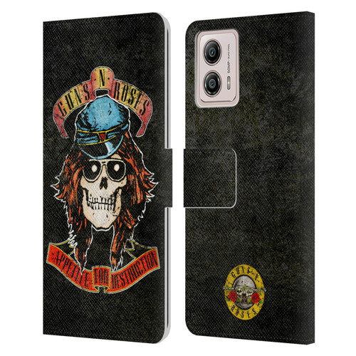 Guns N' Roses Vintage Rose Leather Book Wallet Case Cover For Motorola Moto G53 5G