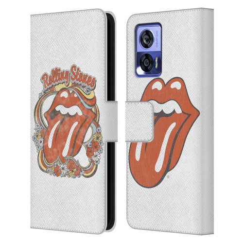 The Rolling Stones Graphics Flowers Tongue Leather Book Wallet Case Cover For Motorola Edge 30 Neo 5G