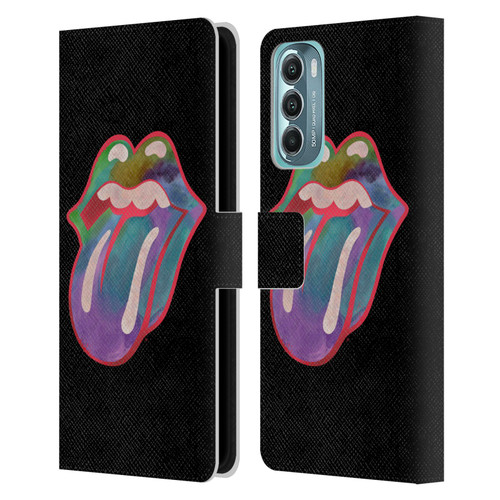 The Rolling Stones Graphics Watercolour Tongue Leather Book Wallet Case Cover For Motorola Moto G Stylus 5G (2022)