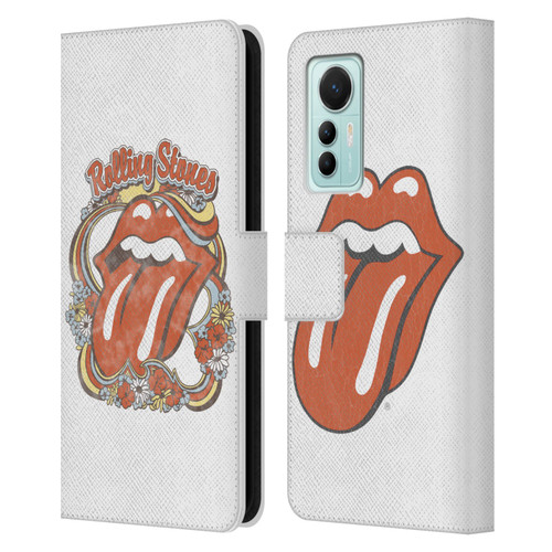 The Rolling Stones Graphics Flowers Tongue Leather Book Wallet Case Cover For Xiaomi 12 Lite