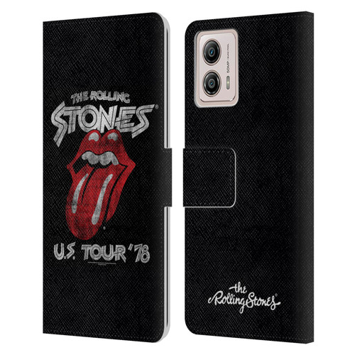 The Rolling Stones Key Art Us Tour 78 Leather Book Wallet Case Cover For Motorola Moto G53 5G