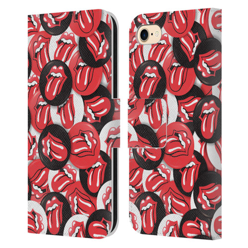 The Rolling Stones Licks Collection Tongue Classic Button Pattern Leather Book Wallet Case Cover For Apple iPhone 7 / 8 / SE 2020 & 2022