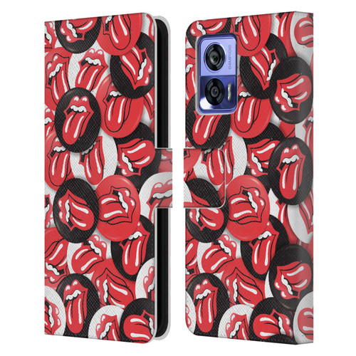 The Rolling Stones Licks Collection Tongue Classic Button Pattern Leather Book Wallet Case Cover For Motorola Edge 30 Neo 5G