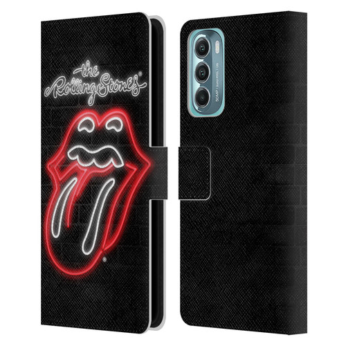 The Rolling Stones Licks Collection Neon Leather Book Wallet Case Cover For Motorola Moto G Stylus 5G (2022)