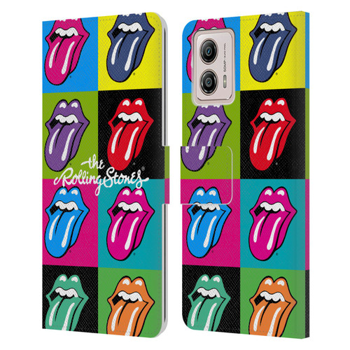 The Rolling Stones Licks Collection Pop Art 1 Leather Book Wallet Case Cover For Motorola Moto G53 5G