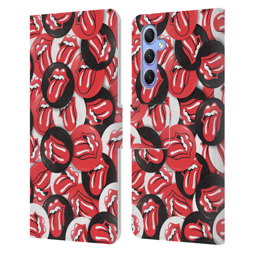 The Rolling Stones Licks Collection Tongue Classic Button Pattern Leather Book Wallet Case Cover For Samsung Galaxy A34 5G