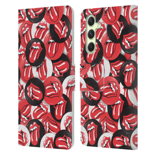 The Rolling Stones Licks Collection Tongue Classic Button Pattern Leather Book Wallet Case Cover For Samsung Galaxy A54 5G