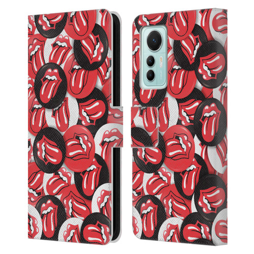 The Rolling Stones Licks Collection Tongue Classic Button Pattern Leather Book Wallet Case Cover For Xiaomi 12 Lite