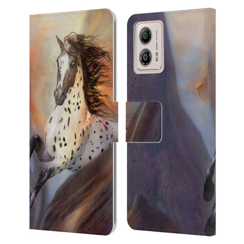 Simone Gatterwe Horses Wild 2 Leather Book Wallet Case Cover For Motorola Moto G53 5G
