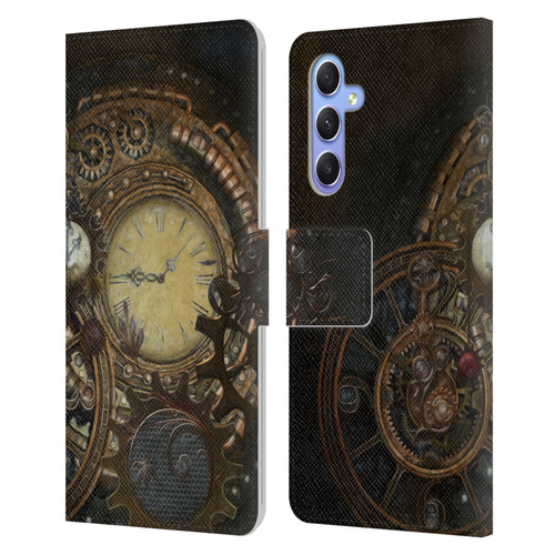 Simone Gatterwe Steampunk Clocks Leather Book Wallet Case Cover For Samsung Galaxy A34 5G