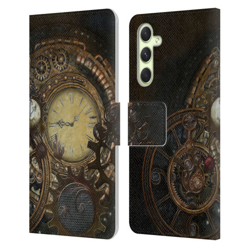 Simone Gatterwe Steampunk Clocks Leather Book Wallet Case Cover For Samsung Galaxy A54 5G