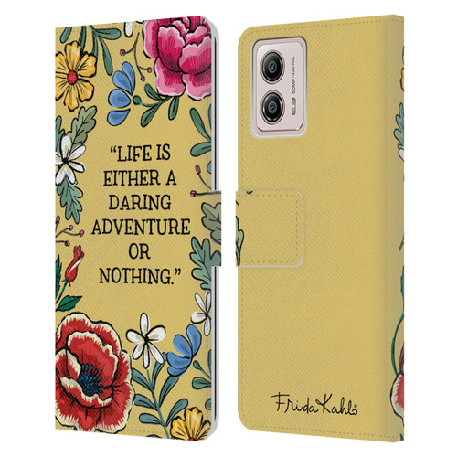 Frida Kahlo Art & Quotes Daring Adventure Leather Book Wallet Case Cover For Motorola Moto G53 5G