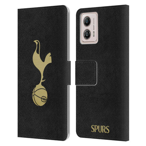 Tottenham Hotspur F.C. Badge Black And Gold Leather Book Wallet Case Cover For Motorola Moto G53 5G