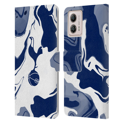 Tottenham Hotspur F.C. Badge Blue And White Marble Leather Book Wallet Case Cover For Motorola Moto G53 5G