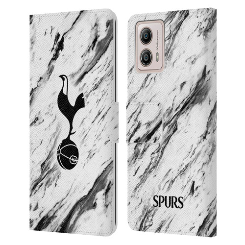 Tottenham Hotspur F.C. Badge Black And White Marble Leather Book Wallet Case Cover For Motorola Moto G53 5G