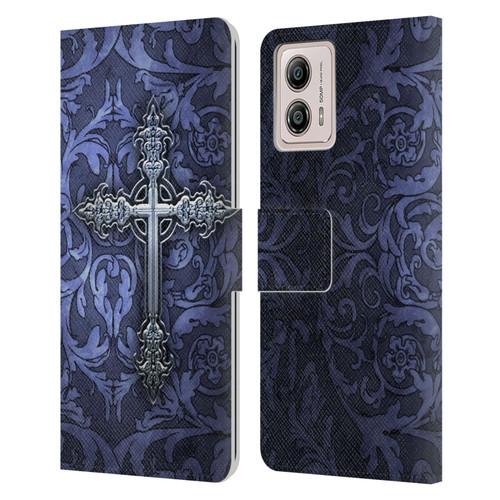 Brigid Ashwood Crosses Gothic Leather Book Wallet Case Cover For Motorola Moto G53 5G