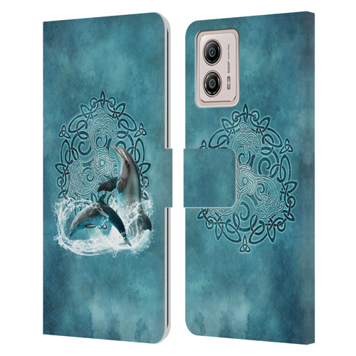 Brigid Ashwood Celtic Wisdom Dolphin Leather Book Wallet Case Cover For Motorola Moto G53 5G