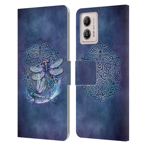 Brigid Ashwood Celtic Wisdom Dragonfly Leather Book Wallet Case Cover For Motorola Moto G53 5G