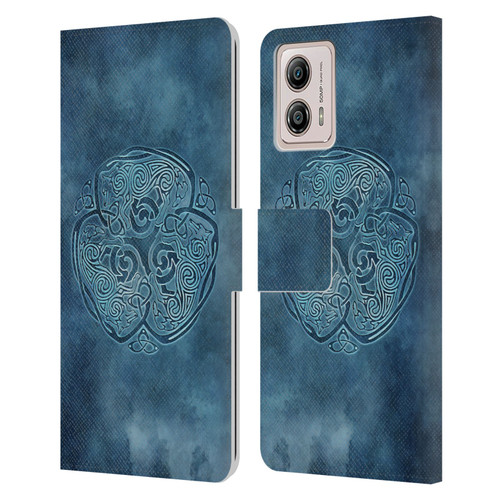 Brigid Ashwood Celtic Wisdom Knot Wolf Leather Book Wallet Case Cover For Motorola Moto G53 5G