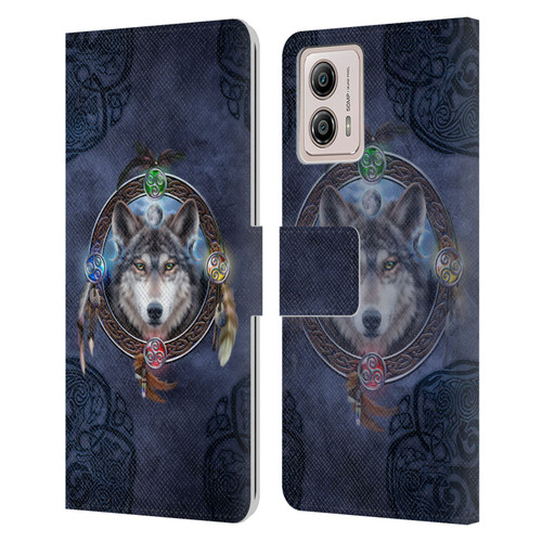 Brigid Ashwood Celtic Wisdom Wolf Guide Leather Book Wallet Case Cover For Motorola Moto G53 5G