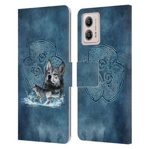 Brigid Ashwood Celtic Wisdom Wolf Leather Book Wallet Case Cover For Motorola Moto G53 5G