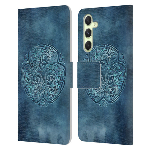Brigid Ashwood Celtic Wisdom Knot Wolf Leather Book Wallet Case Cover For Samsung Galaxy A54 5G