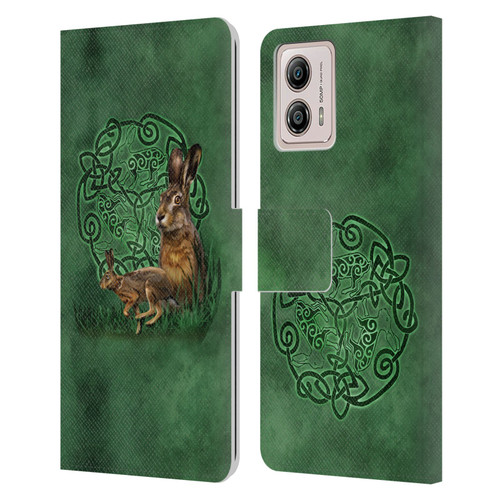 Brigid Ashwood Celtic Wisdom 2 Hare Leather Book Wallet Case Cover For Motorola Moto G53 5G