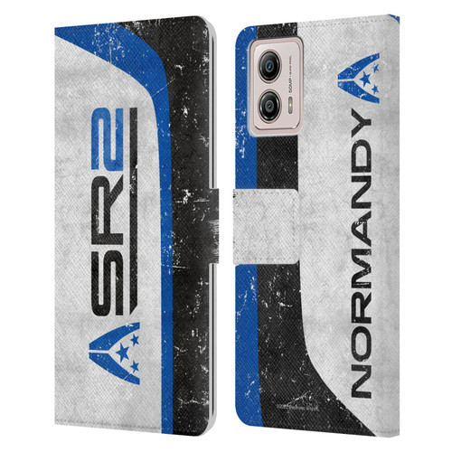 EA Bioware Mass Effect 3 Badges And Logos SR2 Normandy Leather Book Wallet Case Cover For Motorola Moto G53 5G