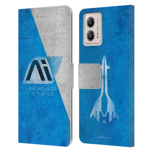 EA Bioware Mass Effect Andromeda Graphics Initiative Distressed Leather Book Wallet Case Cover For Motorola Moto G53 5G